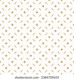 Vector abstract floral seamless pattern. Simple gold and white background. Golden minimal geometric leaf ornament. Elegant graphic texture with diamond shapes, stars, grid. Luxury repeated geo design