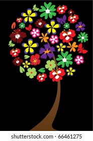 vector abstract floral tree