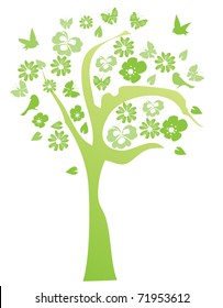 vector abstract floral tree