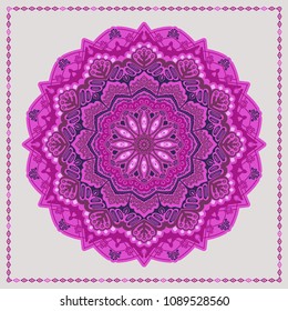 Vector abstract floral twelve-pointed mandala.