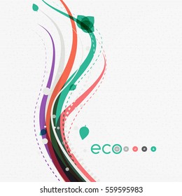 Vector abstract floral waves with leaves, nature abstract backgrounds