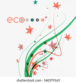 Vector abstract floral waves with leaves, nature abstract backgrounds