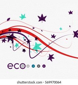 Vector abstract floral waves with leaves, nature abstract backgrounds