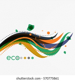 Vector abstract floral waves with leaves, nature abstract backgrounds