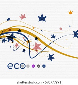 Vector abstract floral waves with leaves, nature abstract backgrounds