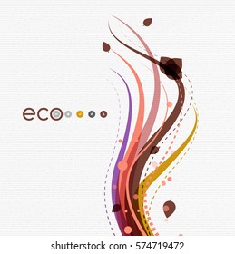 Vector abstract floral waves with leaves, nature abstract backgrounds