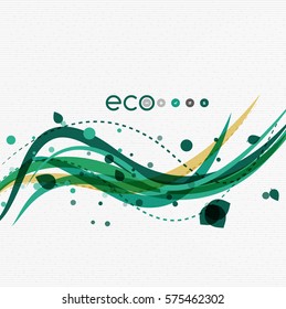 Vector abstract floral waves with leaves, nature abstract backgrounds