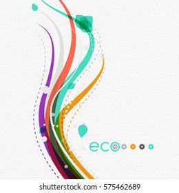 Vector abstract floral waves with leaves, nature abstract backgrounds