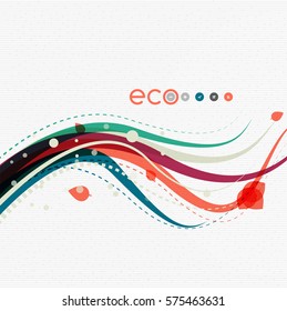 Vector abstract floral waves with leaves, nature abstract backgrounds