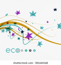 Vector abstract floral waves with leaves, nature abstract backgrounds