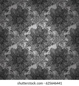 Vector abstract floral wreath from dim doodle fantasy leaves and flower on a gray background. Hand drawn decorative frame, album cover, greeting card, vintage Art deco style.