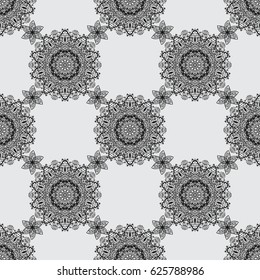 Vector abstract floral wreath from dim doodle fantasy leaves and flower on a gray background. Hand drawn decorative frame, album cover, greeting card, vintage Art deco style.