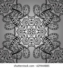 Vector abstract floral wreath from dim doodle fantasy leaves and flower on a gray background. Hand drawn decorative frame, album cover, greeting card, vintage Art deco style.