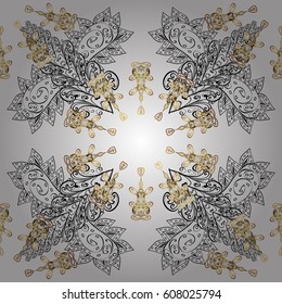 Vector abstract floral wreath from golden doodle fantasy leaves and flower on a background. Hand drawn decorative frame, album cover, invitation, greeting card, vintage Art deco style.