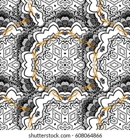 Vector abstract floral wreath from golden doodle fantasy leaves and flower on a gray background. Hand drawn decorative frame, album cover, invitation, greeting card, vintage Art deco style.
