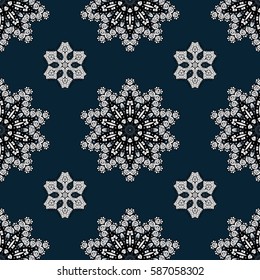 Vector abstract floral wreath from white doodle fantasy leaves and flower on a blue background. Hand drawn decorative frame, album cover, greeting card, vintage Art deco style.