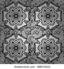Vector abstract floral wreath from white doodle fantasy leaves and flower on a background. Hand drawn decorative frame, album cover, greeting card, vintage Art deco style.