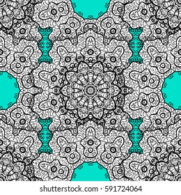 Vector abstract floral wreath from white doodle fantasy leaves and flower on a blue background. Hand drawn decorative frame, album cover, greeting card, vintage Art deco style.