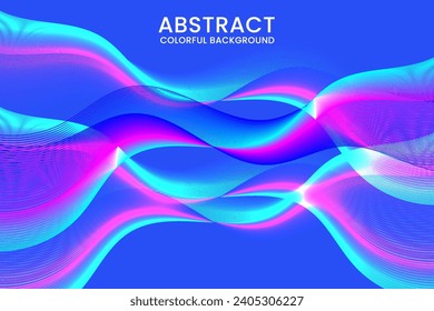 Vector Abstract flow blue background curves line element curves wave 3d curves line effect