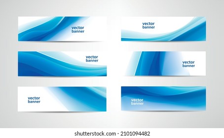 Vector abstract flow wavy banners set. Water, stream, energy stream horizontal backgrounds. Wave Liquid, transparent, gradient headers