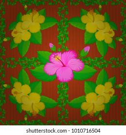 Vector abstract flower background. Pretty floral print with yellow, orange and green small flowers. Motley seamless pattern.