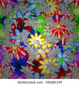 Vector abstract flower background. Pretty floral print with small flowers. Motley seamless pattern.