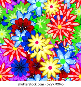Vector abstract flower background. Pretty floral print with small flowers. Motley seamless pattern.
