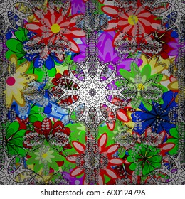 Vector abstract flower background. Pretty floral print with small flowers. Motley seamless pattern.