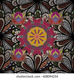 Vector abstract flower background. Pretty floral print with small flowers. Motley seamless pattern.