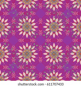 Vector abstract flower background. Pretty floral print with small flowers. Motley seamless pattern.