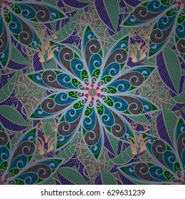 Vector abstract flower background. Pretty floral print with small flowers. Motley seamless pattern.