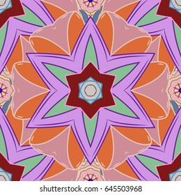 Vector abstract flower background. Pretty floral print with blue small flowers. Motley seamless pattern.