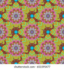 Vector abstract flower background. Pretty floral print with yellow small flowers. Motley seamless pattern.