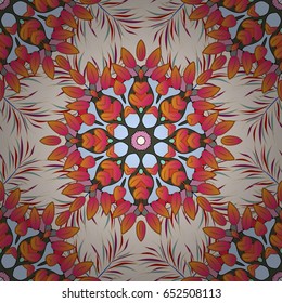 Vector abstract flower background. Pretty floral print with blue small flowers. Motley seamless pattern.