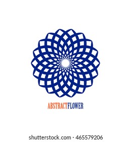 Vector Abstract Flower Blue Mandala Icon isolated over white background. Easy use and recolor.