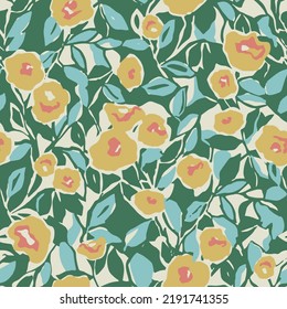 Vector abstract flower illustration seamless repeat pattern 