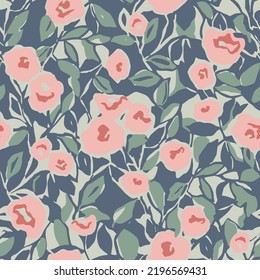 Vector abstract flower illustration seamless repeat pattern 
