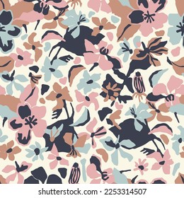 Vector abstract flower illustration seamless repeat pattern