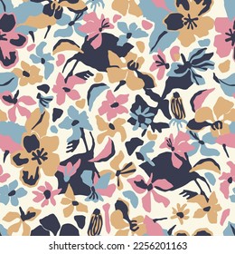 Vector abstract flower illustration seamless repeat pattern