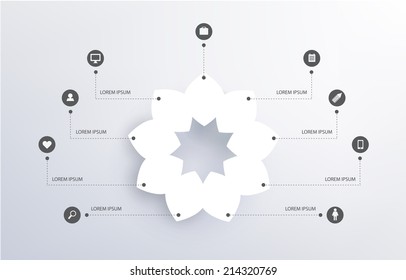 vector abstract flower infographic with icons, social networking