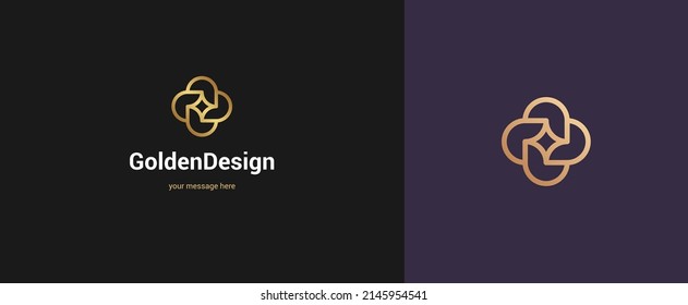 Vector abstract flower logo emblem design elegant modern minimal style vector illustration. Premium business geometric logotype symbol for corporate identity.