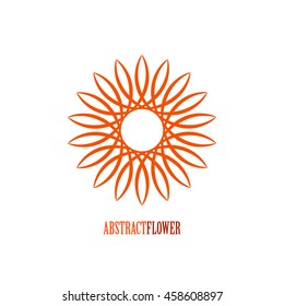 Vector Abstract Flower Mandala Icon isolated over white background. Invitation element. Tattoo, astrology, alchemy, boho, logo and magic symbol for your projects. Easy use and recolor.