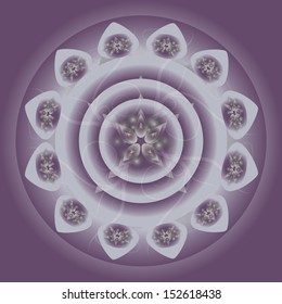Vector Abstract Flower Mandala in Purple and White
