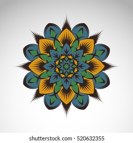 Vector abstract flower mandala. Vintage decorative element. Oriental motif, an ethnic ornament.