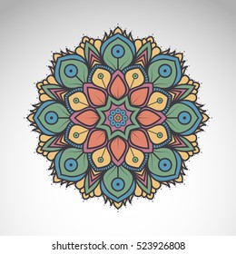 Vector abstract flower mandala. Vintage decorative element. 
Oriental motif, an ethnic ornament.