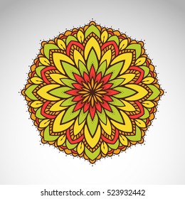 Vector abstract flower mandala. Vintage decorative element. 
Oriental motif, an ethnic ornament.