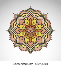 Vector abstract flower mandala. Vintage decorative element. 
Oriental motif, an ethnic ornament.