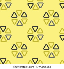 Vector abstract flower seamless geometric pattern in grey and yellow. Simple shape made into repeat. Great for background, wallpaper, wrapping paper, packaging, fashion.