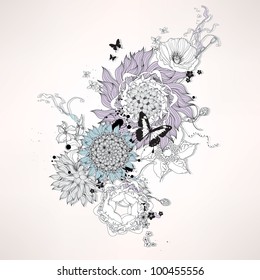 Vector abstract flowers