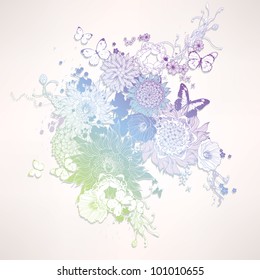 Vector abstract flowers